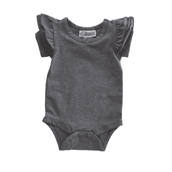 Stormy Grey – Short Sleeve Flutter Bodysuit / Onesie – My Little Threads
