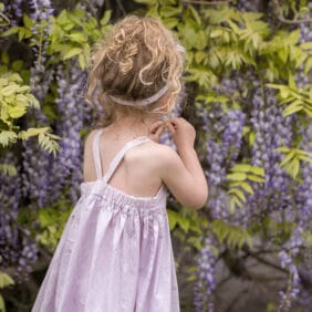 lilac lavender light purple floral flower girl dress wedding